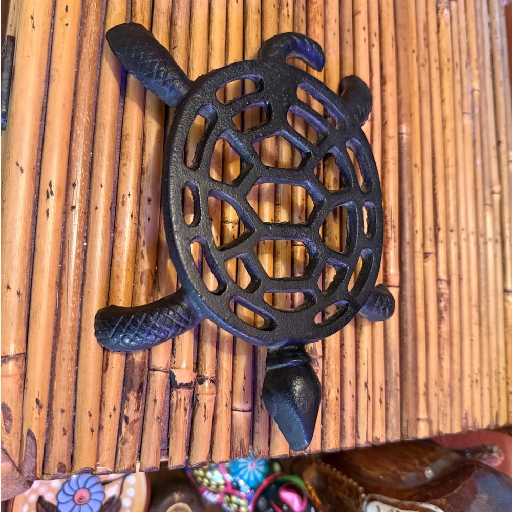 Vintage Black Cast Iron Turtle Trivet